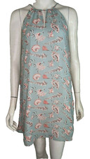 Seashell Fish Dress Tent Trapeze Blue Pattern Sleeveless Knee Forever 21 XS
