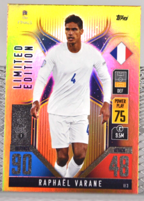 2022 topps Match Attax Road to Finals Raphael Varane GOLD LE3 topps inception Raphael Varane ヴァラン2/99