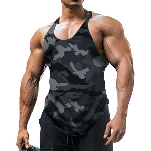 Hombres Camuflaje Gimnasio Fitness Chaleco Entrenamiento Músculo Cuerda Camiseta sin mangas Camiseta * - Imagen 5 de 10