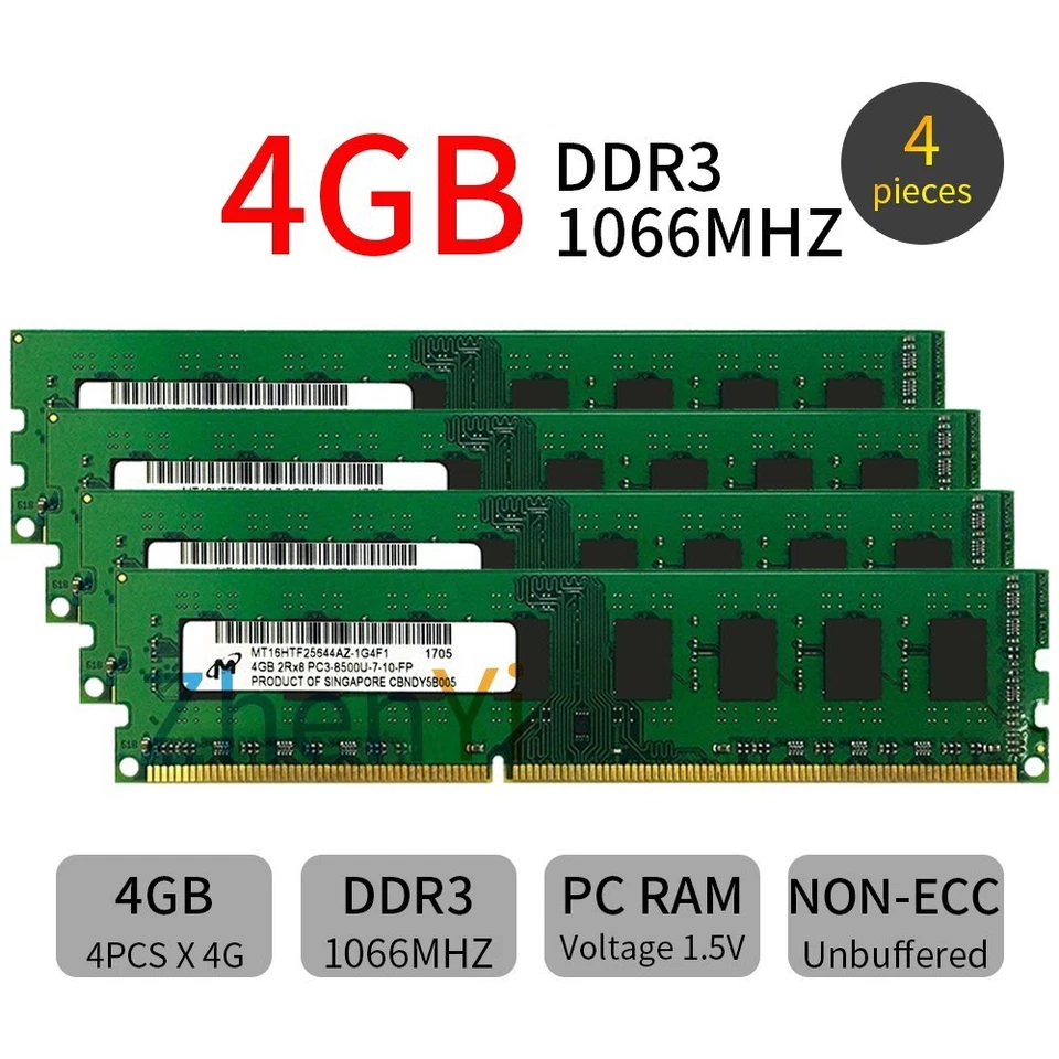 32GB 16GB 8GB 4GB PC3-8500 DDR3 1066mhz Intel CPU PC Memory For Micron Lot UL - Image 3 of 4