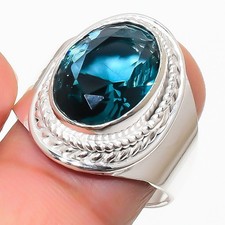 London Blue Topaz Gemstone 925 Sterling Silver Jewelry All Size Ring For Gift
