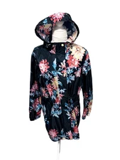 JOULES Right as Rain NAVY BLUE FLORAL Waterproof PACKABLE RAINCOAT Sz 10 Jacket