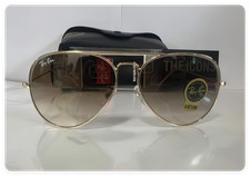 New Ray-Ban RB3025 Aviator Sunglasses Gold Frame Glass Gradient Brown Lens 58mm  