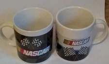 NASCAR Racing Mugs, Sherwood Brand, One Black Background, Other White Background