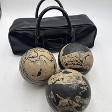 Vtg Set Ebonite Tornado Duckpin Bowling Balls And Carry Bag 3M 5" Set Of 3 3.8lb