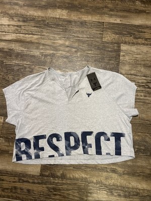 Under Armour XL Project Rock Dwayne Johson Respect Steel Cropped Academy Shirt