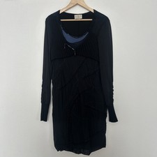 Elisa Cavaletti Black & Blue Boho Dress Patchwork  Detail Size Large 