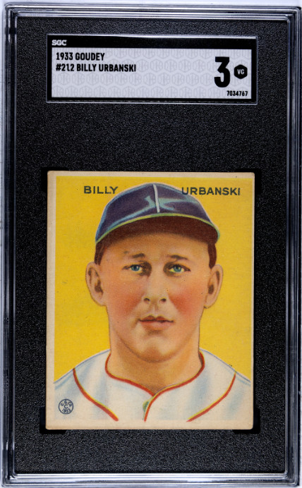 1933 Goudey 212 Billy Urbanski - SGC 3