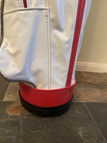 Bolsa de golf Wilson de cuero vintage roja blanca con correa de transporte - Imagen 15 de 24