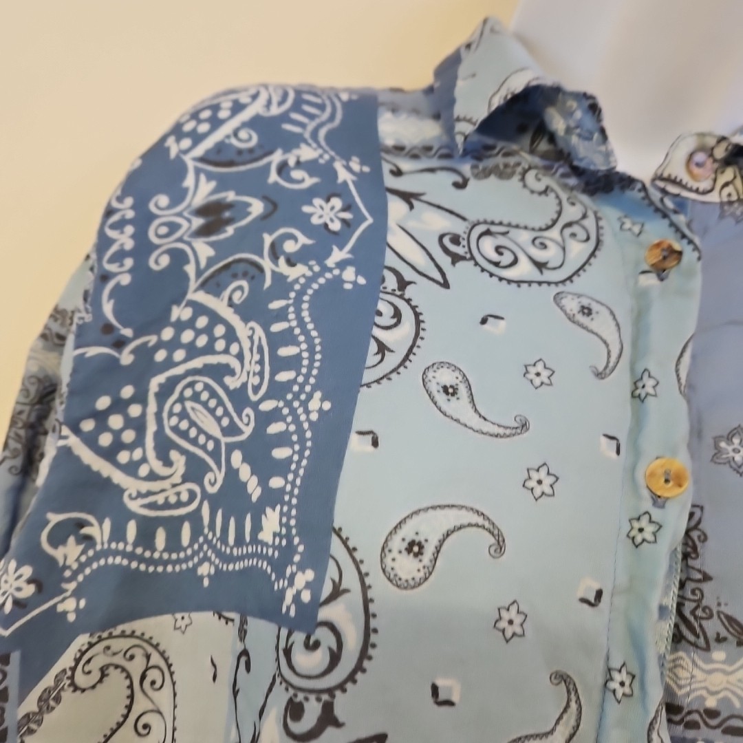 Johnny Was Workshop Blue Patchwork Long Sleeve Bu… - image 3