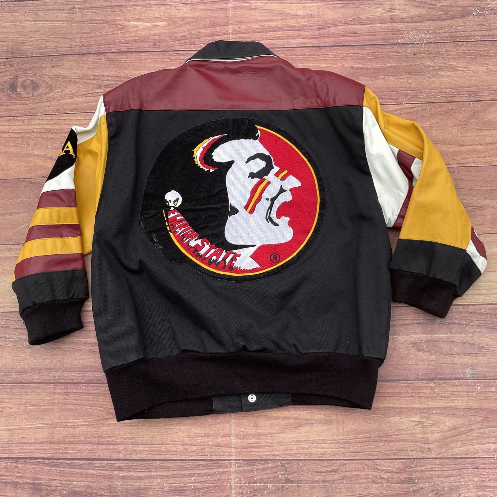 Vintage 90s Jeff Hamilton Florida State Seminoles NCAA Leather Jacket Mens Small