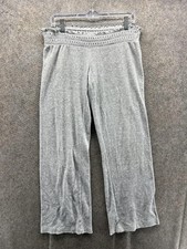 Juicy Couture Sweatpants Womens Medium Gray Wide Leg Ruffle Waist Made USA VTG