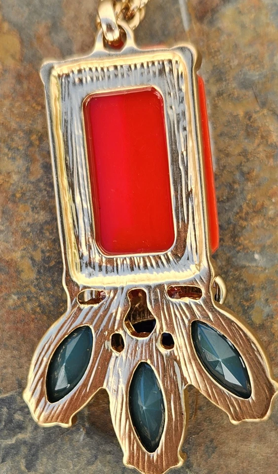 Juego de collar y pendientes Talbots dorado, naranja, verde y rosa tono joya Foto 3 de 4