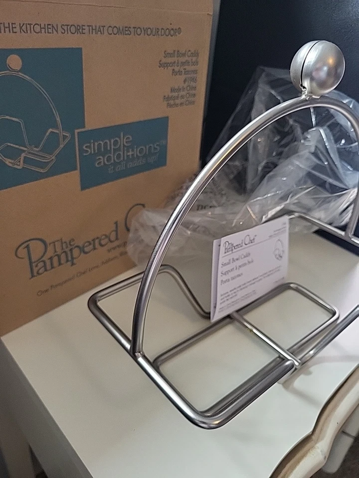 Pampered Chef Simple Additions Small Bowl Caddy Metal Stand Bowls #1946 W Box - Image 4 of 4