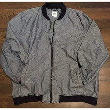 Gap Denim Bomber Jacket Men s Size XL Blue Dark Wash Varsity Full Button Pockets
