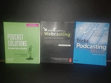 "Lot of 3 Media Books Webcasting - Podcast Solutions,Podcasting Masters