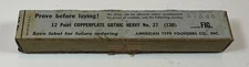 Vintage Letterpress American Type Metal Copperplate Gothic Heavy no 27, 12pt