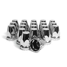 Pack Flat Top Lug Nut Covers, 33mm by 2-3/4" Thread On Chrome Nut Cover Caps 20