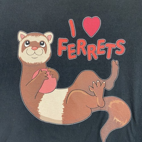 I Love Ferrets T shirt Black Size XL Adult Black Fruit of the Loom - Picture 2 of 7
