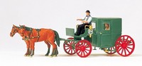Preiser 75152 Droschke Geschlossen 4 Figuren Fertigmodell Tt 1:120 Neu + Ovp