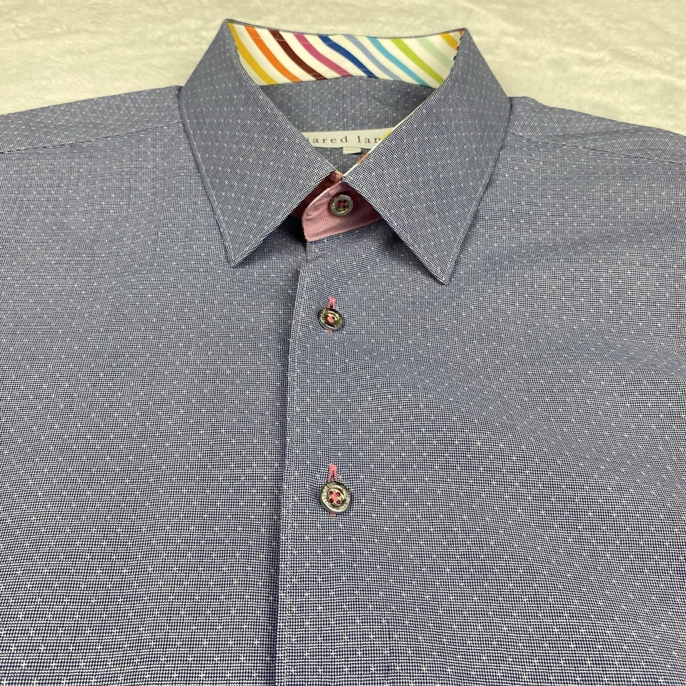 Jared Lang Shirt Men’s 2XL Blue Geometric Print Short Sleeve Contrast Trim  - Image 3 of 4