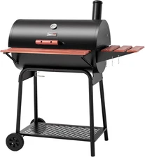 Royal Gourmet CC1830V 30 Barrel Charcoal Grill w/Wood-Painted Side Front Table