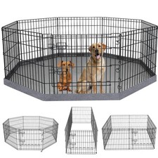 PETIME Foldable Metal Dog Exercise Pen/Pet Puppy Playpen Kennels Yard Fence Indo