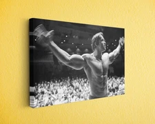 Golden Era Bodybuilding Legend Canvas Print - Black & White Gym Wall Art