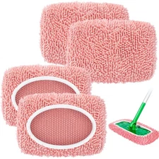 4 Pack Reusable Mop Pads Compatible with Swiffer Sweeper, Microfiber Chenille...
