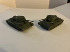 (2) Marx Toys Battleground: #41 American Tank Olive Green Military Vehicle VTG
