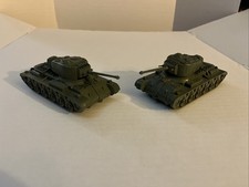  2 Marx Toys Battleground: 41 American Tank Olive Green Military Vehicle VTG