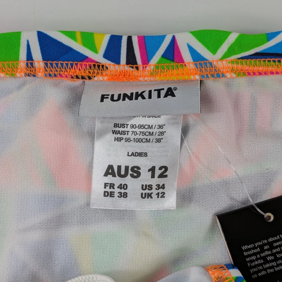 Funkita Damen Größe 34 Bikinihose Neu Bibi Banded Slip Crazy Cracks Neon - Bild 3 von 4