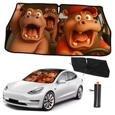 2025 Upgrade Funny Cute Animals Car Windshield Sun Shade Hippopotamus Driving