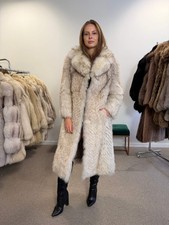 White Nordic Fox Fur Coat, Full-Length Small size fits XS