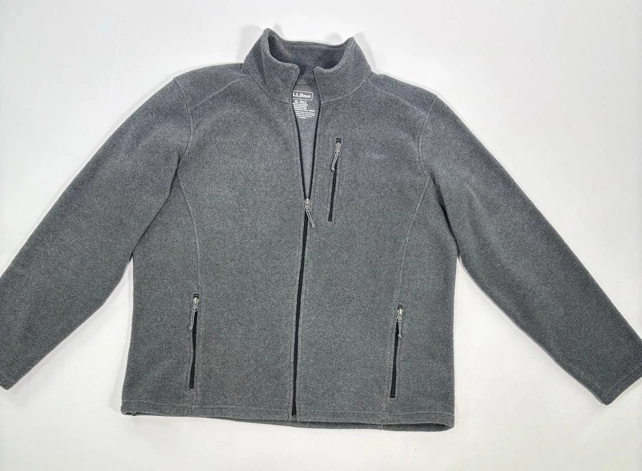 Vintage LL Bean Classic Fleece Jacket Mens XL Tall Full Zip Gray Outdoor