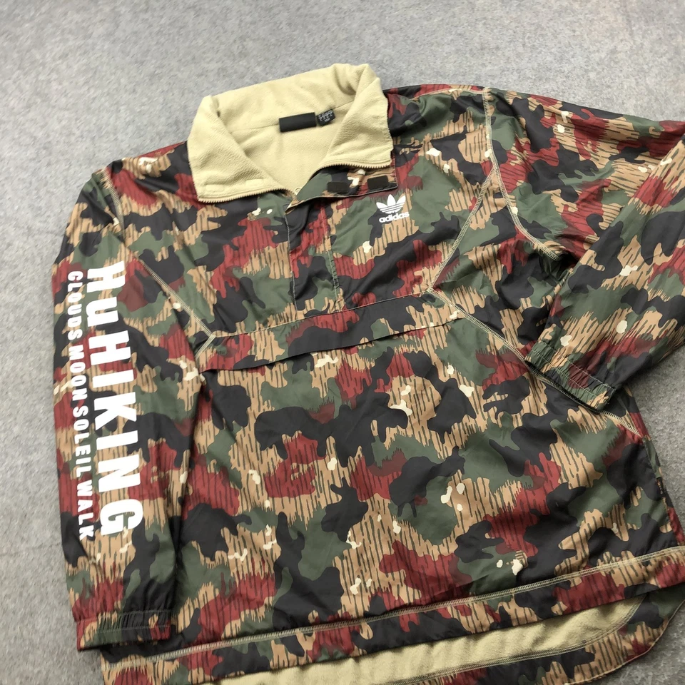 Chaqueta Adidas Pharrell Williams Para Hombres XL Camuflada Senderismo Aire Libre Pullover Forro Polar Foto 3 de 4