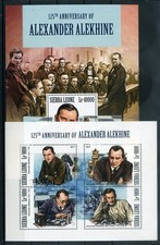 149363) Schach Sierra Leone Klb Nr. 9070-9073 + Block 1343 **, A. Aljechin