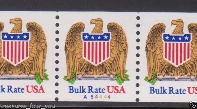 USA #2602 Eagle & Shield PL# A54444 PNC5 Coil Stamp Strip Bulk Rate - Image 2 of 2