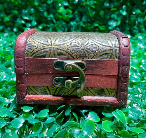 Small Wooden Treasure Chest, Treasure Box for Jewelry - Picture 2 of 5