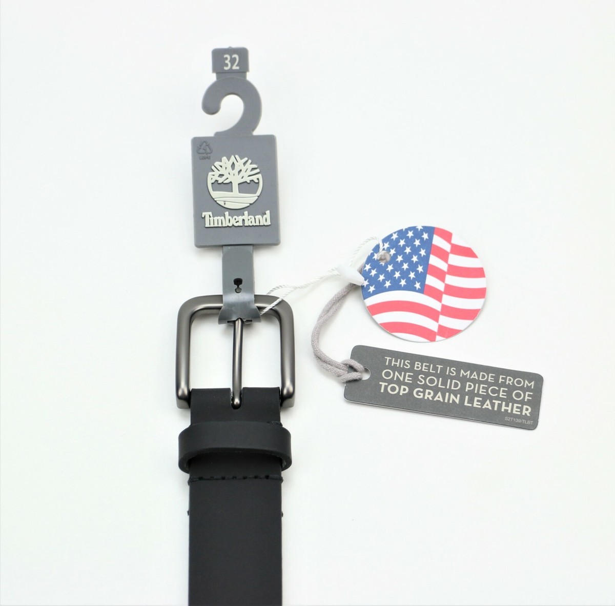 New Timberland Men's Classic Leather Belt Made in USA Sizes 32, 34 Black