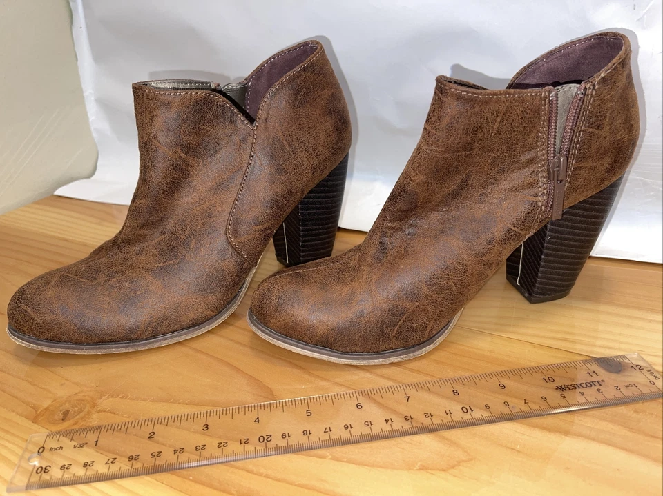 MICHAEL ANTONIO MUJER MARRÓN CREMALLERA LATERAL BLOQUE TACÓN BOTINES TALLA 9 Foto 2 de 4