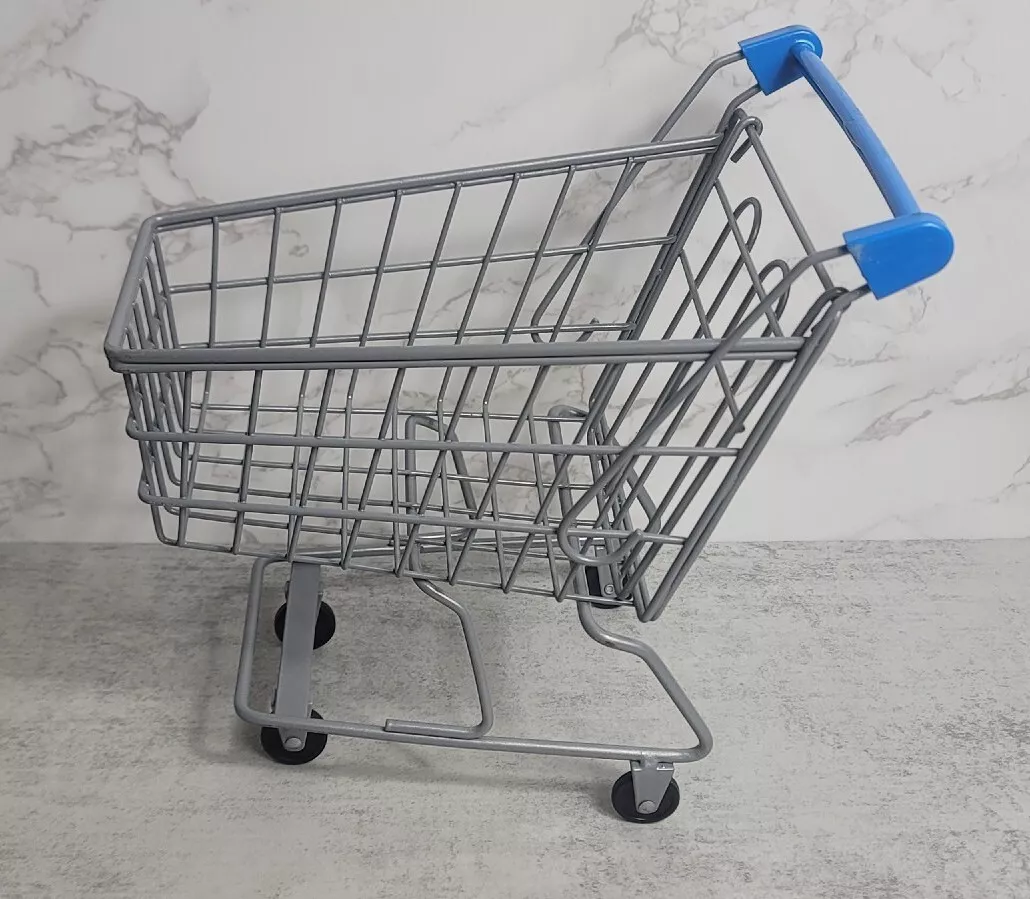 Mini Shopping Cart Metal Display Toy Fun Gray Walmart Blue Small Shop Wheels