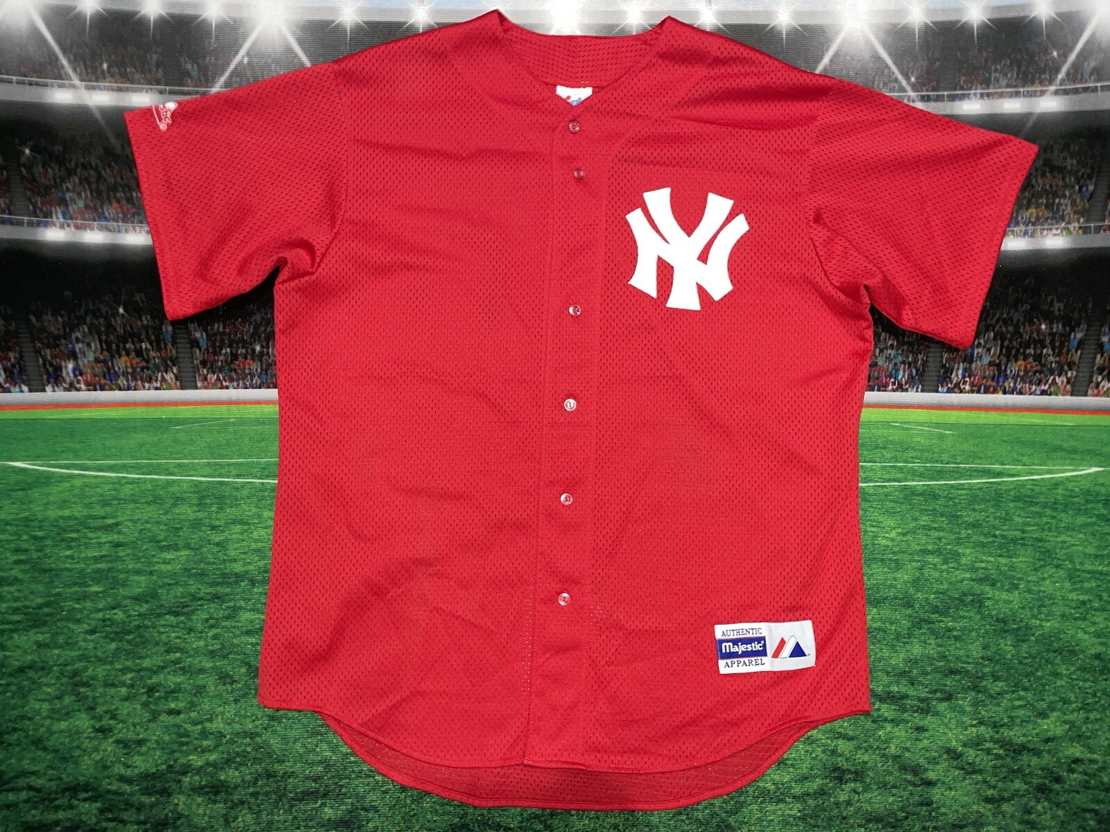 Vintage 90's Majestic MLB New York Yankees Made In USA Red Jersey Sz Large Used