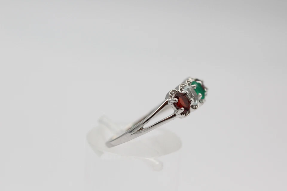 1 Carati Edesltein Anello 925 Argento Onice Granato Topazio Blu Peridoto - Immagine 4 di 4