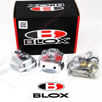 BLOX Racing Universal Fit Oil Filter Relocation Kit Polished Honda Acura LS VTEC