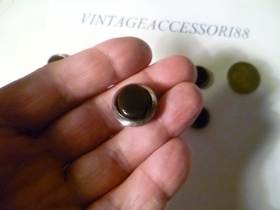 10 BOTTONI RESINA MARRONE METALLO ARGENTO VINTAGE 1,8 CM SET ABITO GIACCA SARTO - Immagine 4 di 4