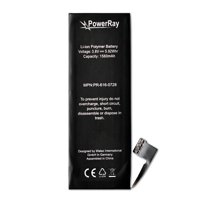 PowerRay Battery, Akku,Handy Batterie für Apple iPhone 5S, PR-616-0728, 1560 mAh