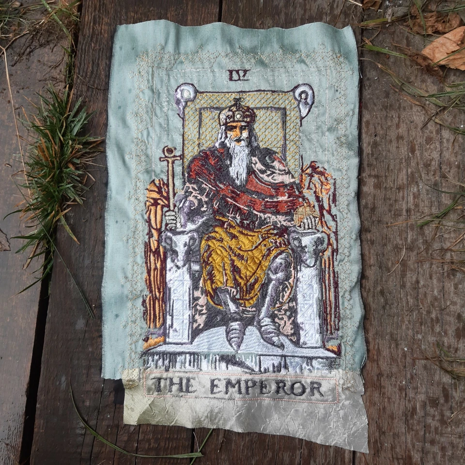 Tarot Card Emperor Handmade Large Backing Sew-on Embroidered Patch - Image 3 of 4