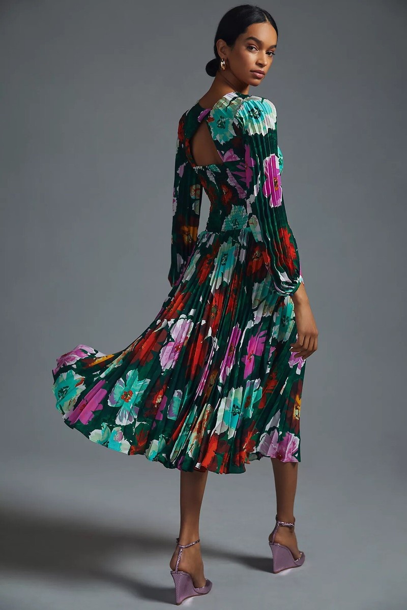 New Anthropologie By Anthropologie Pleated V-Neck Dress Size 0 | eBay