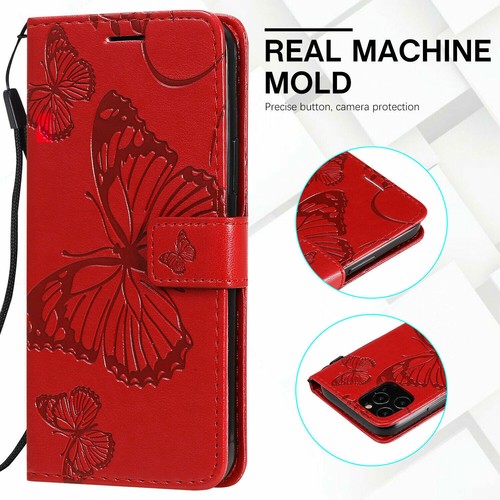3D Leather Butterfly Wallet Phone Case For iPhone 11 12 14 Pro Max X XR 8 7 6 SE - Picture 9 of 55